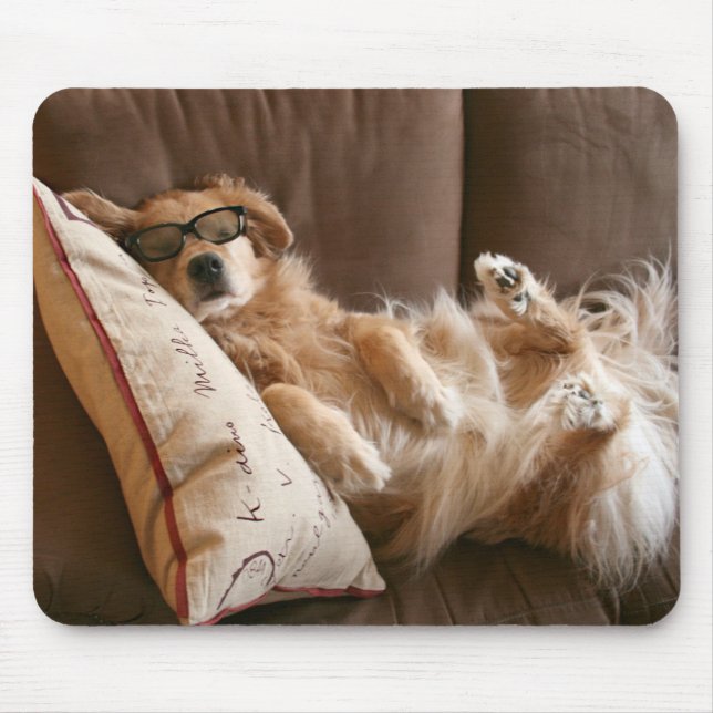 Golden Retriever Asleep on Pillow Mouse Pad (Front)