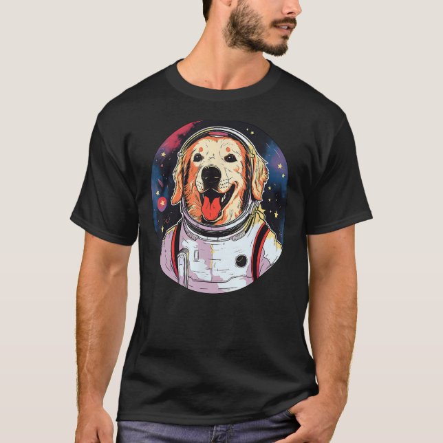 Golden Retriever Astronaut Funny Dog Space Suit T-Shirt (Front)