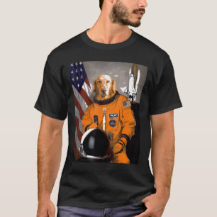 Golden Retriever Astronaut Proud Patriotic T-Shirt