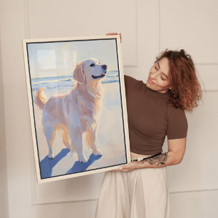 Golden Retriever at the Beach Art Print