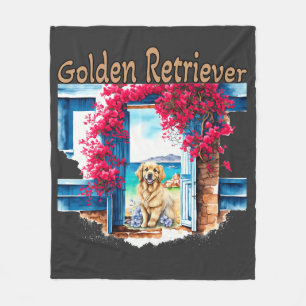 Golden Retriever at the Beach Fleece Blanket