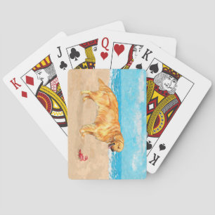 Golden Retriever at the Beach Playing Cards