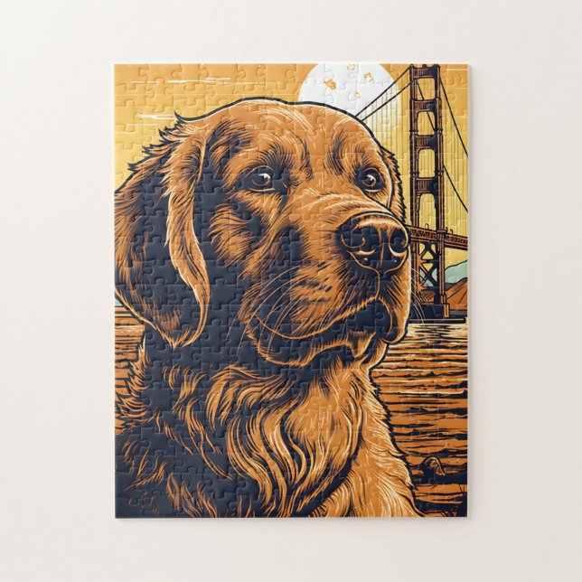 Golden-Retriever at the Golden Gate Bridge  Jigsaw Puzzle (Vertical)