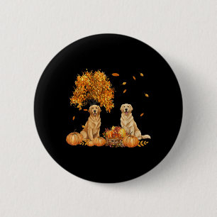 Golden Retriever Autumn Leaf Fall Dog Halloween 2 Inch Round Button