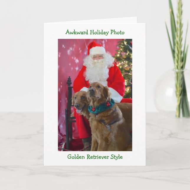 Golden Retriever Awkward Carte de Noël (Devant)