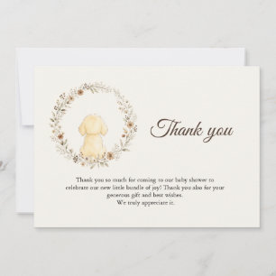 Golden Retriever Baby Shower Watercolor Wildflower Thank You Card