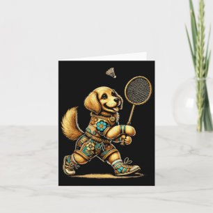 Golden Retriever Badminton Player Shuttle  Card