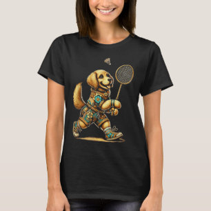 Golden Retriever Badminton Player Shuttle  T-Shirt