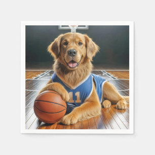 Golden Retriever Basketball Player Napkin