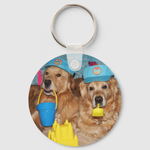 Golden Retriever Beach Bums Keychain