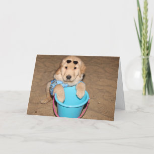 Golden Retriever Beach Puppy Birthday Card