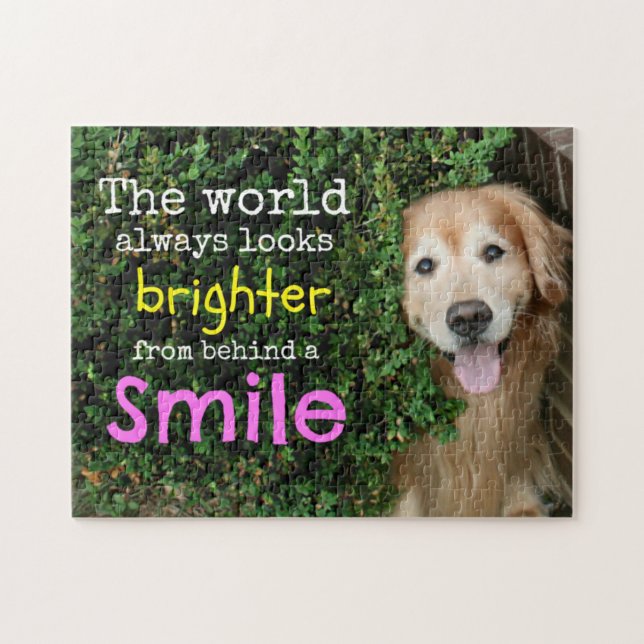 Golden Retriever Behind A Smile Jigsaw Puzzle (Horizontal)
