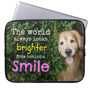 Golden Retriever Behind A Smile Laptop Sleeve