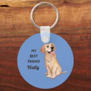 Golden Retriever Best Friend Custom Name Address Keychain