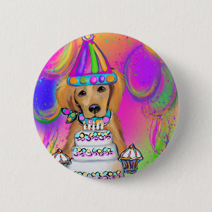 Golden Retriever Birthday 2 Inch Round Button