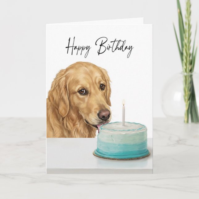 Golden Retriever Birthday Cake Inspector Card (Front)