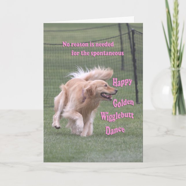 Golden Retriever Birthday Card 'Dance' (Front)