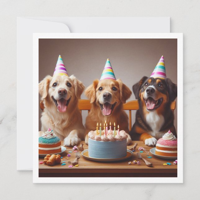 Golden retriever birthday card, Dog birthday  Invitation (Front)