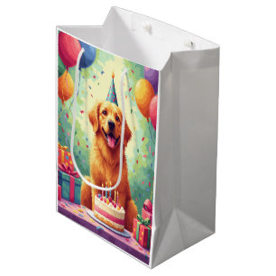 Golden Retriever Birthday Celebration Medium Gift Bag