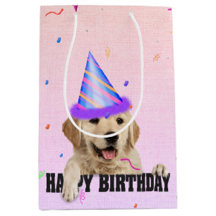 Golden Retriever Birthday Confetti Medium Gift Bag