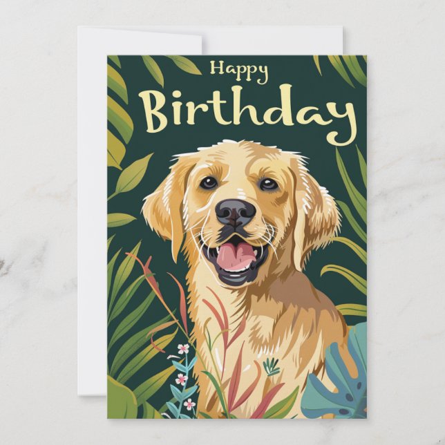 Golden Retriever Birthday  Holiday Card (Front)