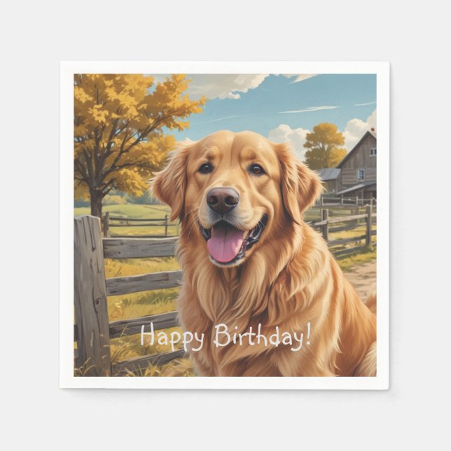 Golden Retriever Birthday Napkin (Front)