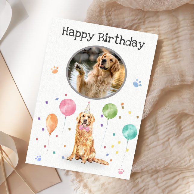 Golden Retriever Birthday Party  Dog Animal Card (Creator Uploaded)