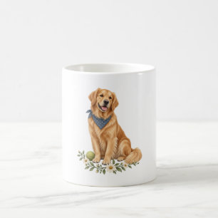 Golden Retriever Blue Bandana and Tennis Ball Mug