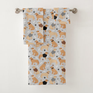 Golden Retriever Bones and Paws Bath Towel Set