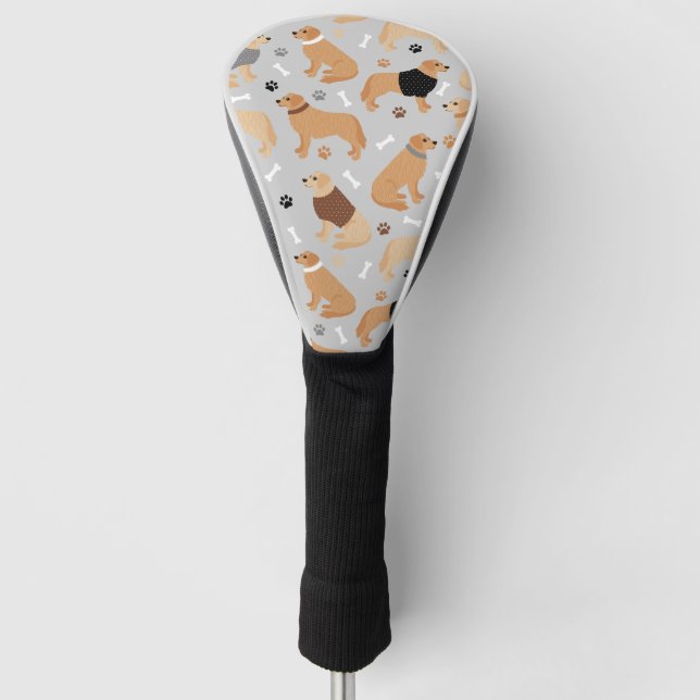 Golden Retriever Bones and Paws Golf Head Cover (Front)