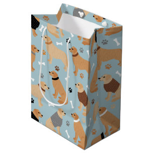 Golden Retriever Bones and Paws Medium Gift Bag