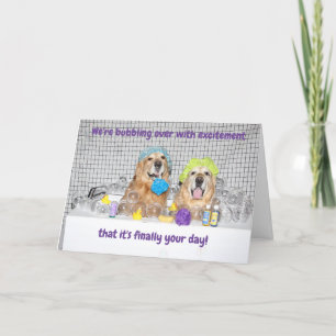 Golden Retriever Bubble Bath Mother's Day Card