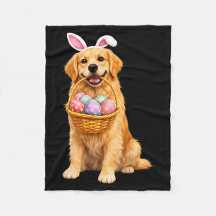 Golden Retriever Bunny Ears Eggs Cute Easter Dogs Fleece Blanket