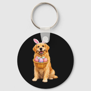 Golden Retriever Bunny Ears Eggs Cute Easter Dogs Keychain