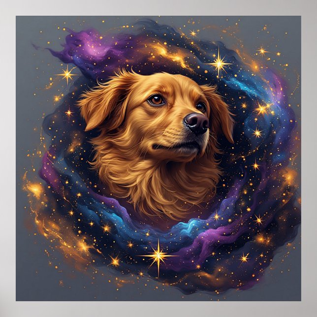 Golden Retriever by Whimsical Cosmos Poster (Front)