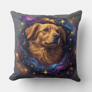 Golden Retriever by Whimsical Cosmos Throw Pillow