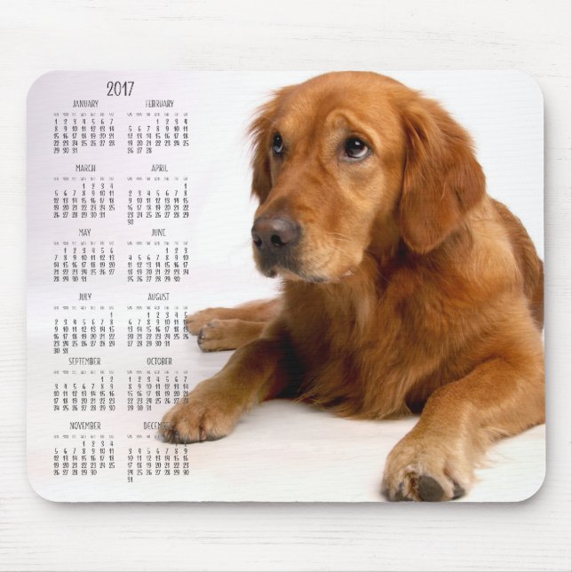 Golden Retriever Calendar 2017 Custom Mouse Pads (Front)