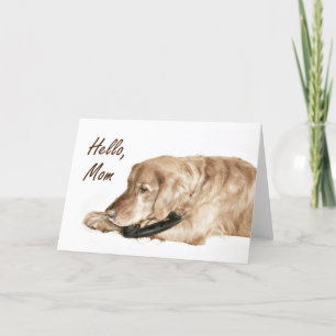 Golden Retriever call Mom Card