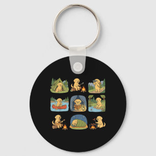 Golden Retriever Camping Cute Dog Hiking Camper Keychain