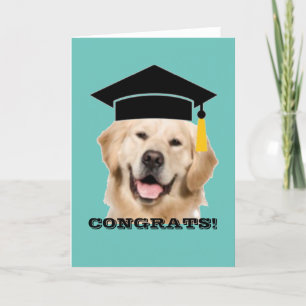 Golden Retriever Cap and Tassel Congrats Graduate Card