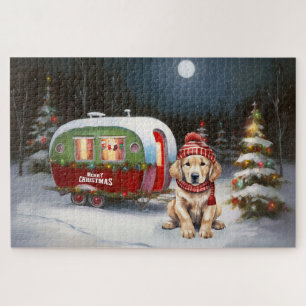 Golden Retriever Caravan Christmas Adventure Jigsaw Puzzle
