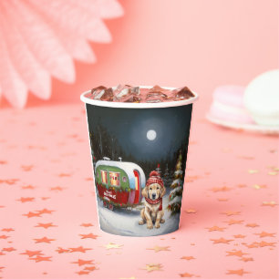 Golden Retriever Caravan Christmas Adventure Paper Cups