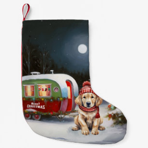 Golden Retriever Caravan Christmas Adventure Small Christmas Stocking