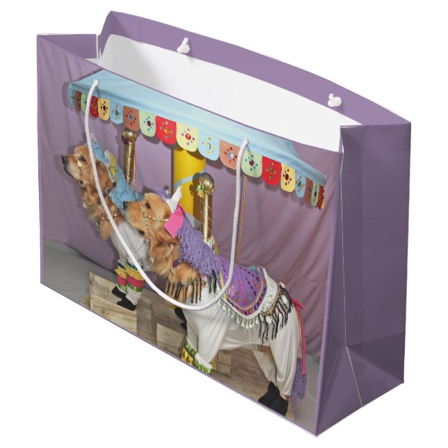Golden Retriever Carousel Large Gift Bag (Back Angled)