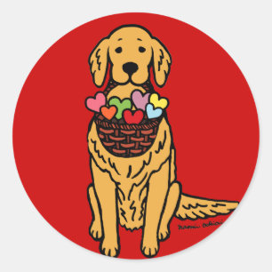 Golden Retriever Cartoon Classic Round Sticker