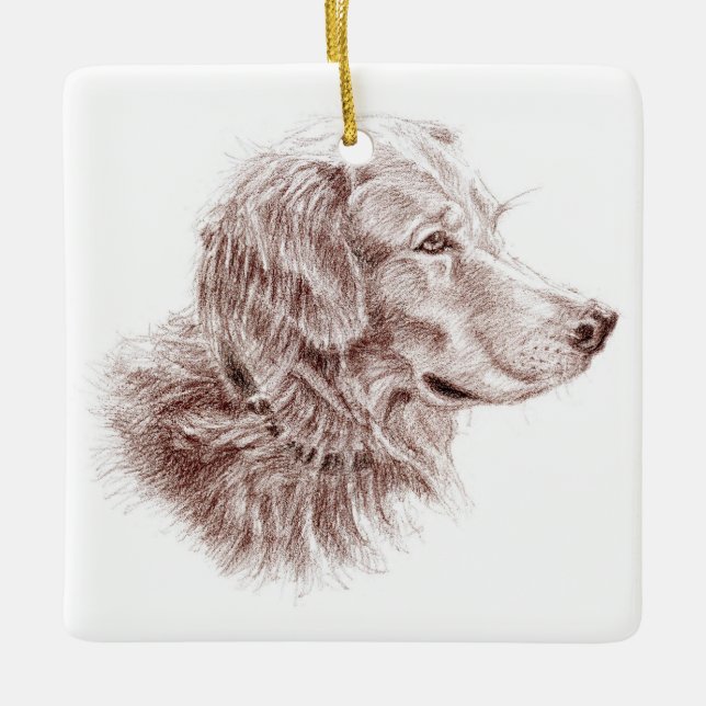 Golden Retriever Ceramic Ornament (Front)