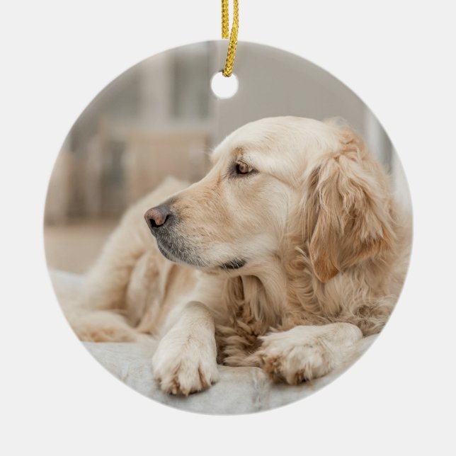 Golden Retriever Ceramic Ornament (Front)