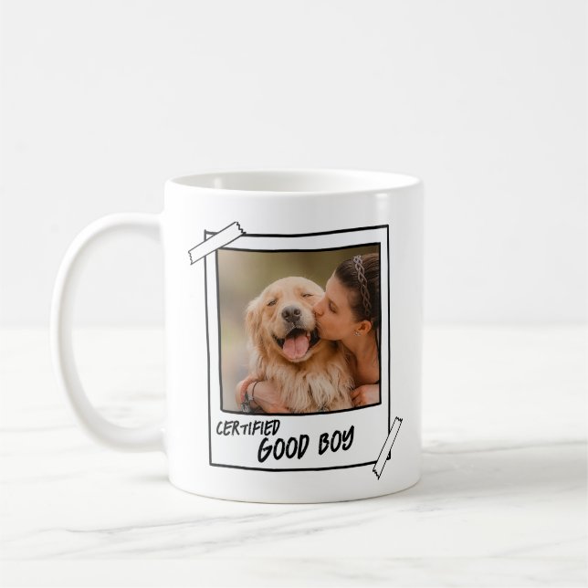 Golden Retriever Certified Good Boy Dog Photo Coffee Mug (Left)