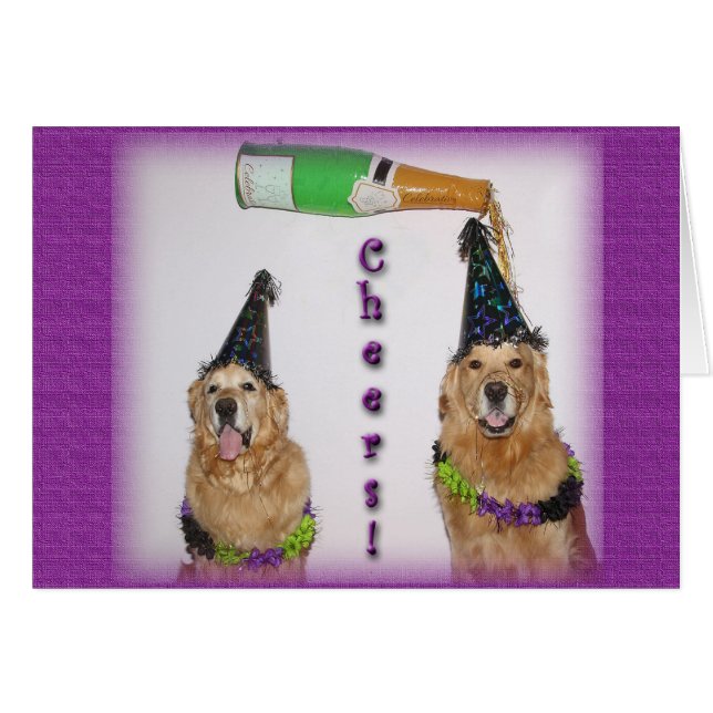 Golden Retriever Champagne Nouvel An (Devant horizontal)