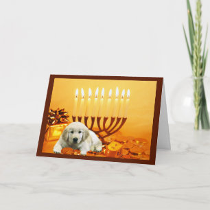 Golden Retriever Chanukah Card Menorah3
